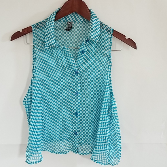 FCNY Sleeveless blouse, turquoise. M - Picture 1 of 5